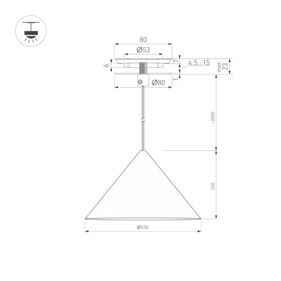 Фото #3 товара Светильник SP-MAKOTO-R550-14W Warm3000 (BK, 36 deg, 230V, TRIAC) (Arlight, IP20 Металл, 3 года)