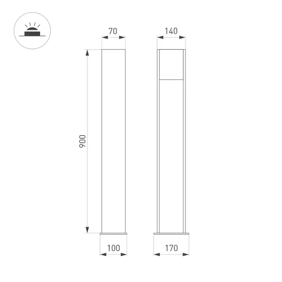 Фото #5 товара Светильник LGD-SEKVOYA-BOLL-H900-11W Warm3000 (BK, 120 deg, 230V) (Arlight, IP65 Металл, 3 года)