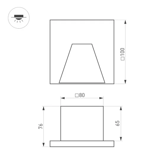 Фото #4 товара Светильник LT-TIE-S100-3W Warm3000 (GR, 75x30 deg, 230V) (Arlight, IP65 Бетон, 3 года)