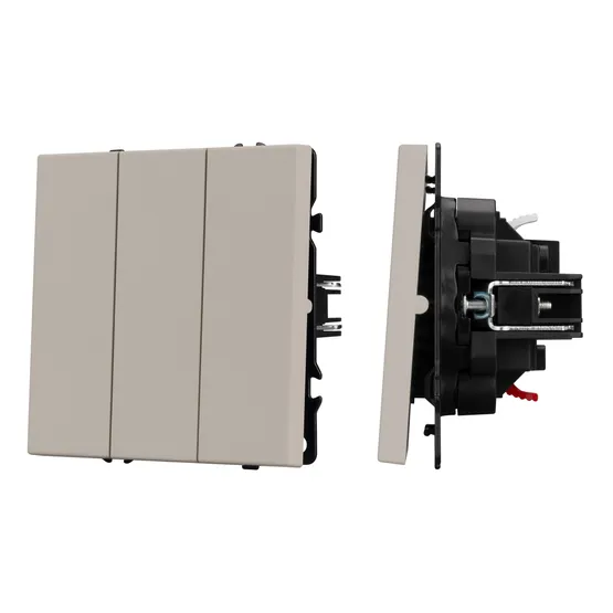 Фото #1 товара Механизм выключателя трехклавишный непроходной SWT-NOBE-MK03-SFPL-CA (230V, 10A) (Arlight, Кашемир)