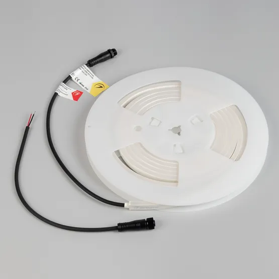 Фото #2 товара Светодиодная лента герметичная WAVE-SIDE-PU-A120-06x12mm 24V Warm3000 (8 W/m, IP68, 3m, wire x1) (Arlight, Вывод прямой, 3 года)