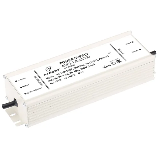 Фото товара Блок питания ARPJ-LG423500 (150W, 3500mA, PFC) (Arlight, IP67 Металл, 2 года)
