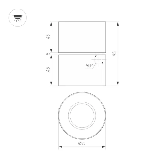 Фото #2 товара Светильник SP-POINT-SURFACE-R85-12W Warm3200-MIX (WH, 15 deg, 230V) (Arlight, IP20 Металл, 5 лет)