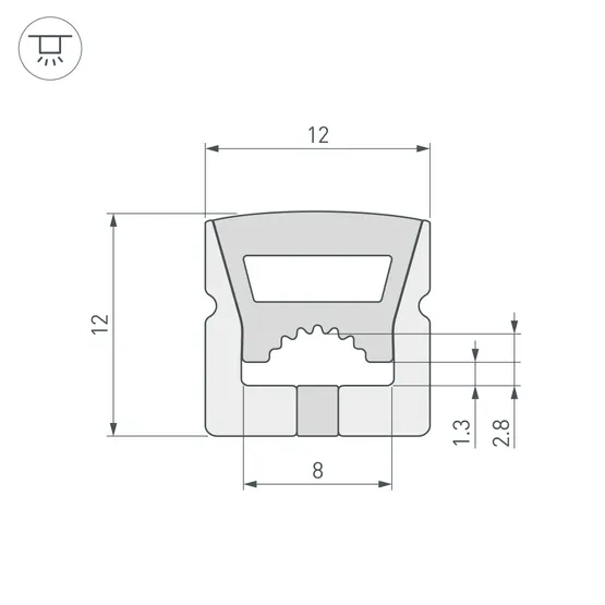 Фото #2 товара Силиконовый профиль WPH-FLEX-1212-TOP-S8-10m WHITE (Arlight, Силикон)