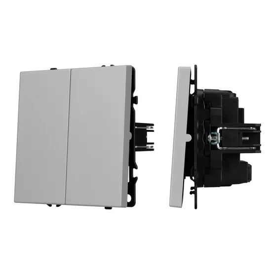 Фото #1 товара Механизм выключателя двухклавишный перекрёстный SWT-NOBE-MKX2-SFPL-IS (230V, 10A) (Arlight, Никель)