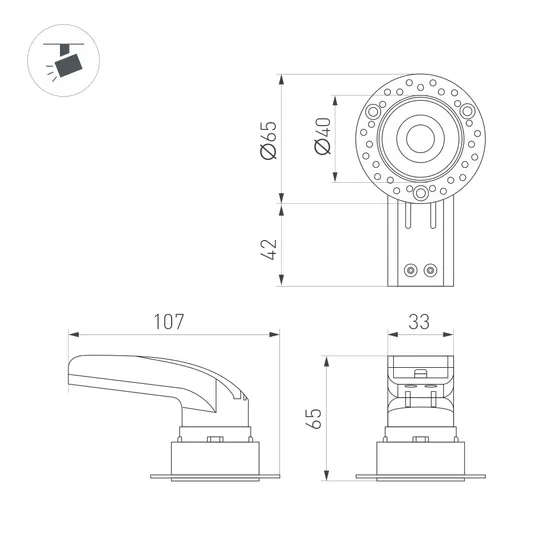 Фото #4 товара Светильник MS-RIALTO-TRIMLESS-R40-9W Warm2700 (WH, 36deg, 230V) (Arlight, IP20 Металл, 5 лет)