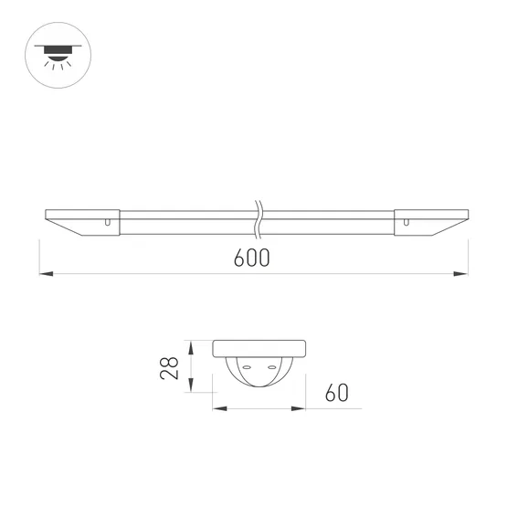 Фото #2 товара Светильник ALT-SIMS-L600-18W Day4000-MIX (белый, 120 deg, 230V) (Arlight, IP54 Пластик, 3 года)