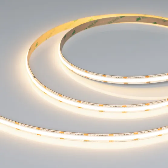 Фото #5 товара Светодиодная лента COB-X560-10mm 24V Warm3000 (5-15 W/m, IP20, 5m) (Arlight, -)