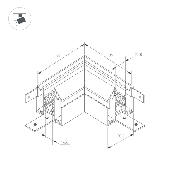 Фото #2 товара Коннектор угловой MAG-ORIENT-CON-2653-STR-G-L90 (BK) (Arlight, Металл)