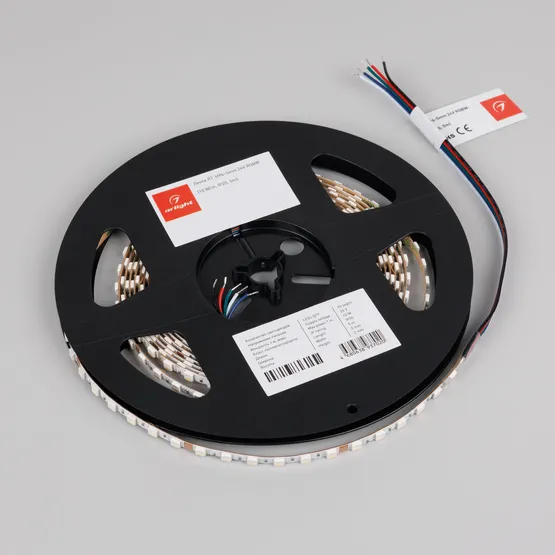 Фото #2 товара Светодиодная лента RT-H96-5mm 24V RGBW-Warm-4-in-1 (10 W/m, IP20, 5m) (Arlight, узкая)