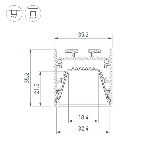 Фото #3 товара Профиль LINE-3535-TRAY-2000 BLACK (Arlight, Алюминий)